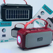 WSTER WS1866 Support USB TF CARD FM RADIO Portable Blue Tooth Wireless Speaker With Solar With Led Light